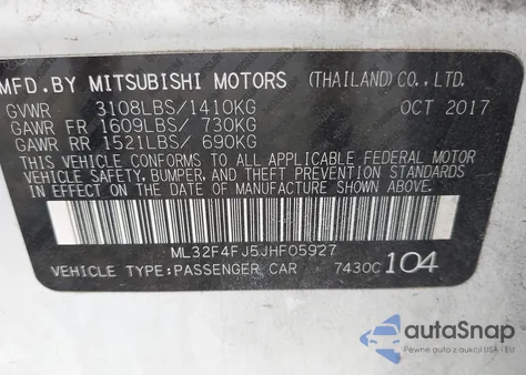 2018 Mitsubishi Mirage G4 Se from USA, damaged, VIN ML32F4FJ5JHF05927
